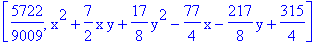 [5722/9009, x^2+7/2*x*y+17/8*y^2-77/4*x-217/8*y+315/4]